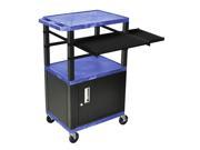 Blue 42 Presentation Cart Black Legs With Black Cabinet Keyboard Pullout Shelf And Side Pullout Shelf