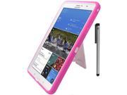 For Samsung Galaxy Tab Pro 8.4 Pink White Rugged Heavy Duty Armor Kickstand Tablet Cover Case Accessory with Stylus Pen