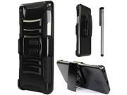 For Sony Xperia Z2 Robotic Armor Design Belt Clip Holster Kickstand Phone Protector Cover Case Accessory with Stylus Pen