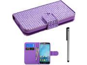For LG Optimus L90 Full Diamond Design Wallet Pouch Flap Phone Protector Cover Case Accessory with Stylus Pen
