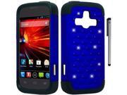 For ZTE Concord 2 II Z730 Studded Diamond Design Duo Layer Armor Phone Protetor Cover Case Accessory with Stylus Pen