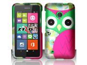 For Nokia Lumia 530 Hard Plastic Snap On Cover Case Pen ApexGears TM Phone Bag. Pink Green Owl