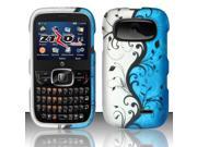 For ZTE Z432 Hard Plastic Snap On Cover Case Pen ApexGears TM Phone Bag. Blue Silver Vine