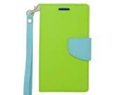 for Sharp Aquos Crystal Two Tone Faux Leather Wallet Stand Cover Case. Green Mint