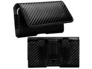 for BLU Life 8 Faux Leather Pouch Belt Clip Case Cover Black Carbon Fiber Look Stylus Pen ApexGears TM Phone Bag