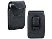 for Samsung Galaxy Mega 2 AT T Faux Leather Pouch Belt Clip Case Cover Black Vertical