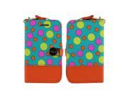 for HTC One M9 Green Pink Dots Faux Leather Wallet Cover Case Stylus Pen ApexGears TM Phone Bag