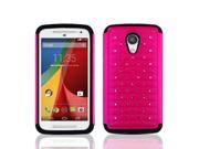 for Motorola Moto G 2nd Generation Hybrid Diamonds Cover Case. Pink Black