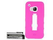for HTC One M9 Heavy Duty Stand Cover Case Stylus Pen ApexGears TM . Pink White