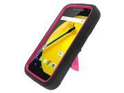for Motorola Moto E 2015 2nd Generation Heavy Duty Stand Cover Case Stylus Pen ApexGears TM Black Pink