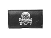 for Microsoft Lumia 640 Faux Leather Angry Skull Pouch Belt Clip Case Cover Stylus Pen ApexGears ™