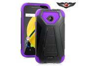for Motorola Moto E 2015 Hybrid Shield Cover Case Stylus Pen ApexGears TM Black Purple