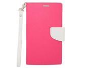 for HTC One M9 Hot Pink White Faux Leather Wallet Case Cover Stylus Pen ApexGears TM Phone Bag