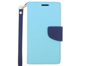 for Samsung Galaxy S6 Edge 2 Tone Faux Leather Wallet Stand Cover Case Stylus Pen ApexGears TM Blue