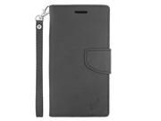 for LG G Stylo 2 Tone Faux Leather Wallet Stand Cover Case Black