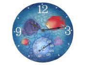 Springfield 92501 14 Tropical Mosaic Fish Clock w Thermometer