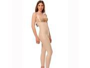 Isavela BS07 Body Suit w Suspenders Zipper on Both Sides Small Beige