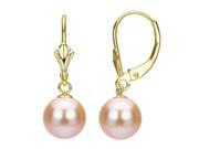La Regis Jewelry 14k Yellow Gold Pink Round Lever Back Pearl Earrings