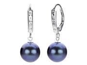 La Regis Jewelry EU252 1 02 Sterling Silver Accent Earring Black Round Cultured Freshwater Pearl Lever back with Diamond