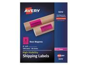 Avery High Visibility Neon Shipping Labels Permanent Adhesive 4 Width x 2 Length 10 Sheet Rectangle AVE5974