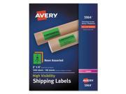 Avery High Visibility Neon Shipping Labels Permanent Adhesive 4 Width x 2 Length 10 Sheet Rectangle AVE5964