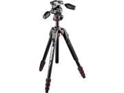 Manfrotto 190Go! 22.2 Aluminum Tripod Kit with 3 Way Head 4 Sections Black