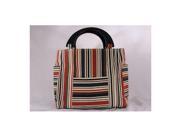 Shutterbug Designs Busy Bee Striped Canvas Bag with Wood Handle Spring Summer