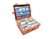 Pelican 1600 EMS Organizer Watertight Hard Case w Dividers Lid Org. Orange