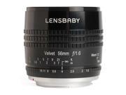 Lensbaby Velvet 56 56mm f 1.6 Macro Lens for Nikon F Black Finish LBV56BN