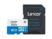 Lexar High Performance microSDHC 300x 32 GB UHS I U1 Up to 45 MB s Read w Adapter Flash Memory Card