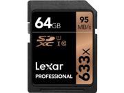 Lexar 64GB Professional Class 10 UHS I U1 633x SDXC Memory Card LSD64GCB1NL633