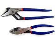Pro America 12 in. Tongue Groove and 10 in Slip Joint Plier Set Angle Nose USA