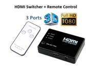Coolead 3 Ports Remote 1080P HDMI Switch Switcher Selector 3 in 1 3D out Splitter