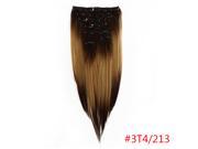 BESDATA New Fashion 16 Women Clip in on Hair Mix Golden Dark Brown Hair Extensions Two Tone Straight Hair Clip on Hairpieces 3T4 213