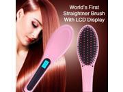 Auto Hair Straightener Comb LCD Ion Brush Electric Hair Massager Anti Scald Tool