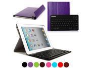 BESDATA Elegant Look PU Leather Case Cover Stand with Removeable Detachable Wireless Keyboard For iPad 2 3 4 Purple For Shcool Office Meeting Use