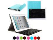 BESDATA Detachable Wireless Bluetooth 3.0 Keyboard Full Body PU Leather Case Protective Cover for iPad 2 3 4 Blue