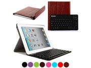 BESDATA Fully Protect PU Leather Soft Cover Cast Moving Watching Stand with Wireless Bluetooth Keyboard For iPad 2 3 4 10 Meters Available Brown