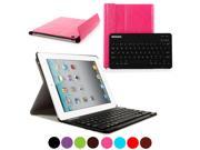 BESDATA Fully Protect PU Leather Soft Cover Cast Moving Watching Stand with Wireless Bluetooth Keyboard For iPad 2 3 4 10 Meters Available Hot Pink