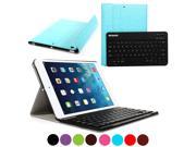 BESDATA Detachable Wireless Bluetooth 3.0 Keyboard Full Body PU Leather Case Protective Cover for iPad Air iPad 5 Blue