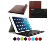 BESDATA Elegant Look PU Leather Case Cover Stand with Removeable Detachable Wireless Keyboard For iPad Air iPad 5 Dark Brown For Shcool Office Meeting Use