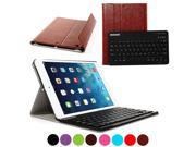 BESDATA Fully Protect PU Leather Soft Cover Cast Moving Watching Stand with Wireless Bluetooth Keyboard For iPad Air iPad 5 10 Meters Available Brown