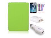 BESDATA 6 in 1 Combo iPad Mini 2 Smart Cover Hard Back Case Shell Car Charger Wall Adapter Screen Protector Touch Pen Green