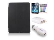 BESDATA Top Quality Full Set Black PU Leather Folding Front Smart Cover Skin Crystal Back Hard Case For iPad Air iPad 5 Plus Free Car Charger Power Adapter