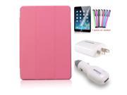 BESDATA Pink Ultra Slim Protective Smart Cover Case Stand Wake Sleep Function Car Charger Adapter Screen Protector Touch Pen For iPad Mini 2