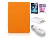 BESDATA 6 in 1 Combo iPad Air iPad 5 Smart Cover Hard Back Case Shell Car Charger Wall Adapter Screen Protector Touch Pen Orange