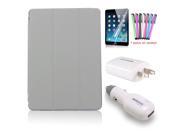 BESDATA 6 in 1 Combo iPad Mini 1 Smart Cover Hard Back Case Shell Car Charger Wall Adapter Screen Protector Touch Pen Gray