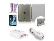 BESDATA 6 in 1 Combo iPad 2 3 4 Smart Cover Hard Back Case Shell Car Charger Wall Adapter Screen Protector Touch Pen Gray