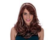 Women Wig Hair CoastaCloud Long Wave Brownish Red and Gold 2 Tones Heat Resistant Synthetic Hair Replacement Wig with Ba