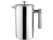 Bruntmor KOBIA 34oz Double Wall 18 8 Stainless Steel French Coffee Press with Non Drip Spout Double Filter Screens